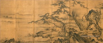 les quatre réalisations Kano Motonobu japonais Peinture à l'huile